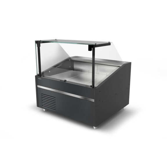 Modul chladiaceho pultu bez agregátu, s tvrdeným rovným sklom a hornou doskou z nerezovej ocele 2500x1170x1330 mm | RAPA, GT remote