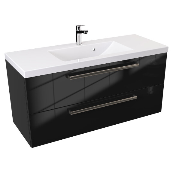 Szafka z umywalką 100 cm. ATHOS BLACK CZARNA Lakierowana na wysoki połysk