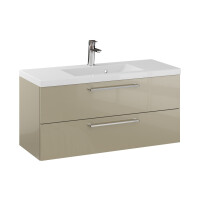 Szafka Wisząca Z Umywalką RON 100 cm - Cappuccino Wysoki Połysk - Uchwyty Chromowane