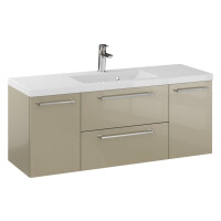Szafka Wisząca Z Umywalką RON 120 cm D - Cappuccino Wysoki Połysk - Uchwyty Chromowane