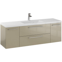 Szafka Wisząca Z Umywalką RON 140 cm D - Cappuccino Wysoki Połysk - Uchwyty Chromowane