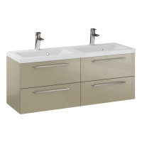 Szafka Wisząca Z Umywalką RON 120 cm DUO - Cappuccino Wysoki Połysk - Uchwyty Chromowane