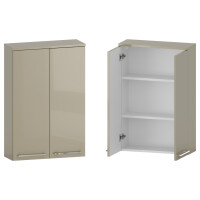 Szafka nad Pralkę RON 60 cm 2D90 - Cappuccino Wysoki Połysk - Uchwyty Chromowane