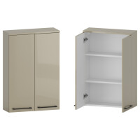 Szafka nad Pralkę RON 60 cm 2D90 - Cappuccino Wysoki Połysk - Uchwyty Czarne Matowe