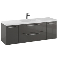 Szafka Wisząca Z Umywalką RON 140 cm D - Titan Wysoki Połysk - Uchwyty Chromowane