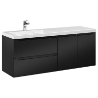 Szafka Wisząca Z Umywalką ETH 120 cm SD Lewa - Czarny Mat