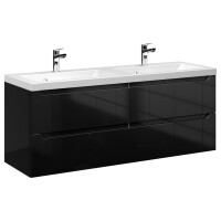 Szafka Wisząca Z Umywalką ETH 120 cm DUO - Czarny Wysoki Połysk