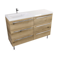 Szafka Stojąca Z Umywalką ATHD 120 cm S Lewa - Dąb Evoke Coast Mat - Uchwyty Chromowane