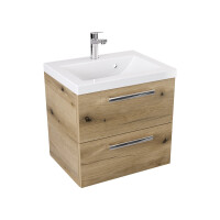 Szafka Wisząca Z Umywalką ATHD 50 cm - Dąb Evoke Coast Mat - Uchwyty Chromowane