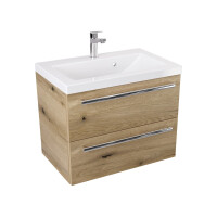 Szafka Wisząca Z Umywalką ATHD 60 cm - Dąb Evoke Coast Mat - Uchwyty Chromowane
