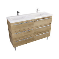 Szafka Stojąca Z Umywalką ATHD 120 cm DUO - Dąb Evoke Coast Mat - Uchwyty Chromowane