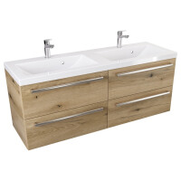 Szafka Wisząca Z Umywalką ATHD 120 cm DUO - Dąb Evoke Coast Mat - Uchwyty Stal Szczotkowana