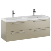 Szafka Wisząca Z Umywalką RON 120 cm DUO - Cappuccino Mat - Uchwyty Chromowane