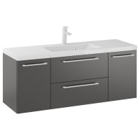 Szafka Wisząca Z Umywalką RON 120 cm D - Titan Mat - Uchwyty Białe Matowe