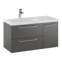 Szafka Wisząca Z Umywalką RON 90 cm D Lewa - Titan Mat - Uchwyty Chromowane