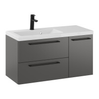 Szafka Wisząca Z Umywalką RON 90 cm D Lewa - Titan Mat - Uchwyty Czarne Matowe
