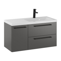 Szafka Wisząca Z Umywalką RON 90 cm D Prawa - Titan Mat - Uchwyty Czarne Matowe