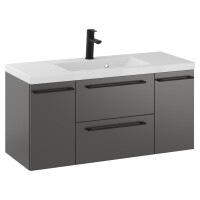 Szafka Wisząca Z Umywalką RON 100 cm D - Titan Mat - Uchwyty Czarne Matowe