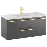 Szafka Wisząca Z Umywalką RON 100 cm D - Titan Mat - Uchwyty Złote Szczotkowane