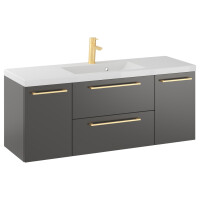 Szafka Wisząca Z Umywalką RON 120 cm D - Titan Mat - Uchwyty Złote Szczotkowane