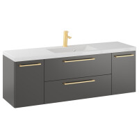 Szafka Wisząca Z Umywalką RON 140 cm D - Titan Mat - Uchwyty Złote Szczotkowane