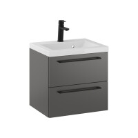 Szafka Wisząca Z Umywalką RON 50 cm - Titan Mat - Uchwyty Czarne Matowe