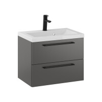 Szafka Wisząca Z Umywalką RON 60 cm - Titan Mat - Uchwyty Czarne Matowe