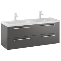 Szafka Wisząca Z Umywalką RON 120 cm DUO - Titan Mat - Uchwyty Białe Matowe