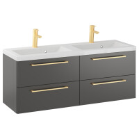 Szafka Wisząca Z Umywalką RON 120 cm DUO - Titan Mat - Uchwyty Złote Szczotkowane