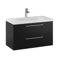 Szafka Wisząca Z Umywalką RON 80 cm - Czarny Mat - Uchwyty Chromowane