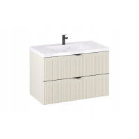 Szafka z Umywalką LOGHOS 90 cm Kaszmir Mat Ryflowana Furni