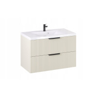 Szafka z Umywalką LOGHOS 90 cm Kaszmir Mat Ryflowana Furni