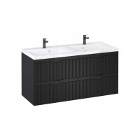 Szafka z Umywalką LOGHOS 120 cm DUO Czarny Mat Ryflowana Furni
