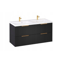 Szafka z Umywalką LOGHOS 120 cm DUO Czarny Mat Ryflowana Furni
