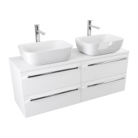Szafka Wisząca Z Umywalką Nablatową ATH 120 cm DUO - Biały Mat - Uchwyty Chromowane