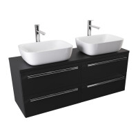 Szafka Wisząca Z Umywalką Nablatową ATH 120 cm DUO - Czarny Mat - Uchwyty Chromowane