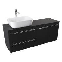Szafka Wisząca Z Umywalką Nablatową ATH 120 cm SD Lewa - Czarny Mat - Uchwyty Chromowane