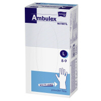 Rękawiczki nitrylowe jednorazowe Ambulex Nitryl białe wydłużone 100 szt. L Biały Nie