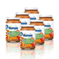 6x Obiadek Humana pomidorowo-warzywny z makaronem, 100% ORGANIC, po 6. miesiącu