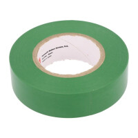 N-12 PVC TAPE 19MMX20M GREEN PLYMOUTH, Tape: electrical insulating (PLH-N12-19-20/GR)