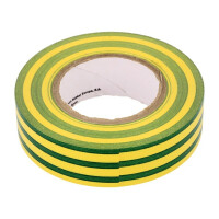 N-10 PVC TAPE 19MMX20M Y/G PLYMOUTH, Tape: electrical insulating (PLH-N10-19-20/YG)