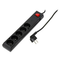 PS-5P/3M/BLACK JONEX, Plug socket strip: protective (PS-5P-BL-3)