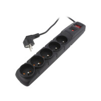 ACAR F5 1.5M BLACK HSK DATA, Plug socket strip: protective (ACAR-F5-1.5B)