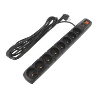 ACAR S8 5M BLACK HSK DATA, Plug socket strip: protective (ACAR-S8-5B)