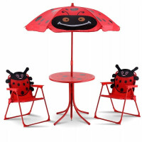 Krzesła i stolik z parasolem ogrodowym zestaw dla dzieci