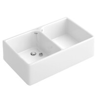 Villeroy & Boch O.Novo Zlewozmywak dwukomorowy 79,5x22x50 cm z przelewem biały Weiss Alpin 63310001