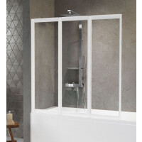 Novellini Aurora 9 Parawan trzyczęściowy składany 136,6x138 cm profile białe szkło przezroczyste AURORA93V-1A