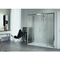 Novellini Kuadra 2A Drzwi prysznicowe przesuwne z polami stałymi 114-120x200 cm szkło przezroczyste profile chrom KUAD2A114-1K
