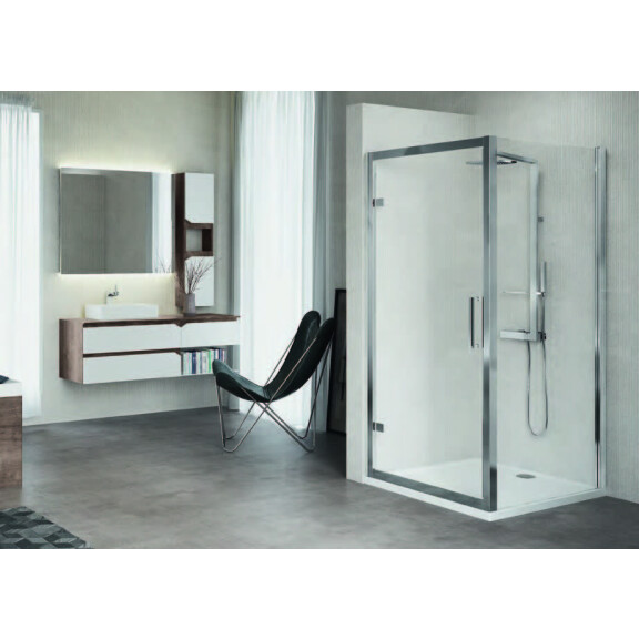 Novellini Kuadra F Ścianka prysznicowa 77-80x200 cm szkło przezroczyste profile chrom KUADF78-1K