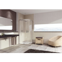 Huppe Aura Elegance 1/4 koła Drzwi suwane do kabiny półokrągłej 80x120x190 cm profile chrom eloxal szkło przezroczyste Anti-Plaque 402413.092.322
